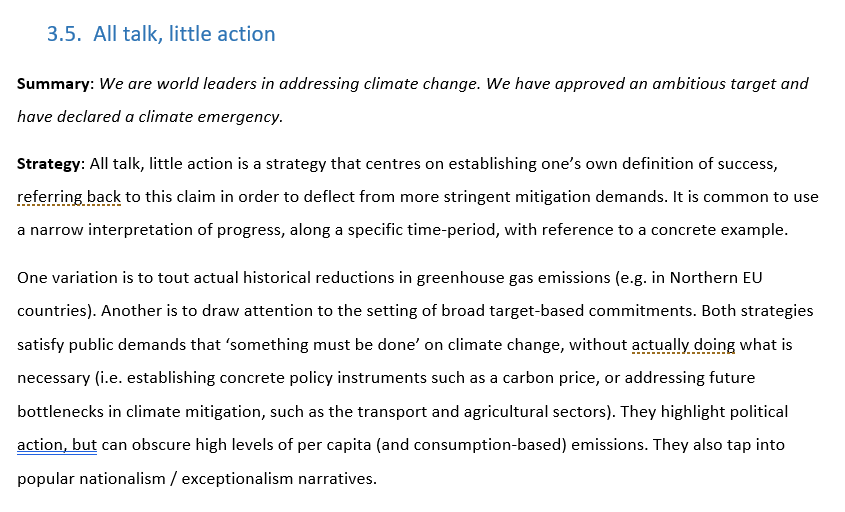 The 5th discourse of  #ClimateDelay is "All talk, no action". It's when policy-makers address the lack of progress by doubling down on yet another target 10 years down the line, yet another "emergency declaration"