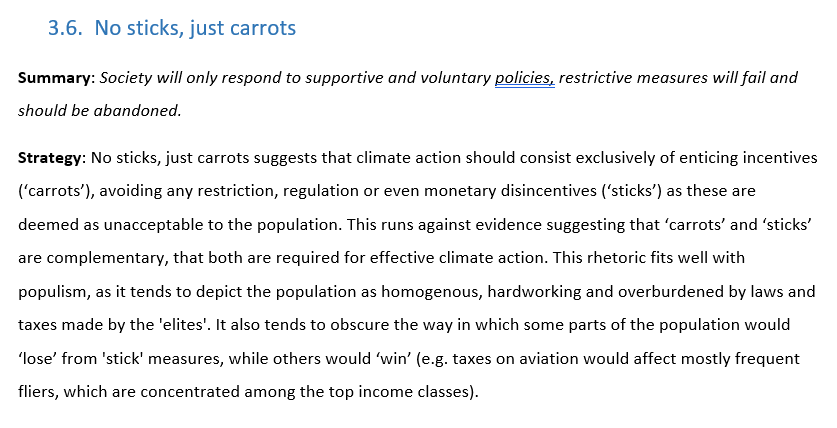 6th discourse of  #ClimateDelay: what we like to call " #Carrotism" (the reviewers didn't like the neologism though)It's when anything which is not an enticing incentive (e.g. pricing, regulations) is presented as 'taboo' in a liberal market society