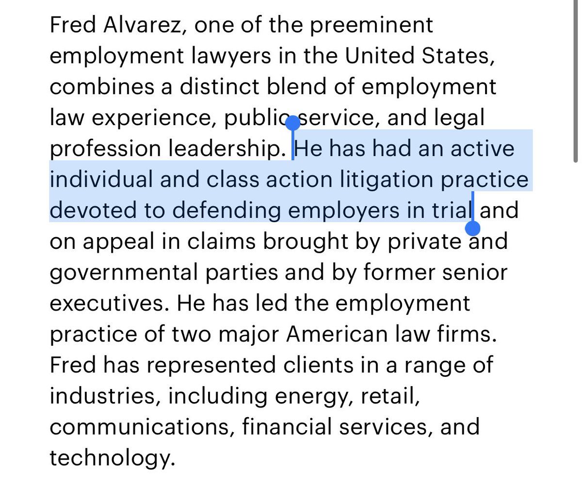 In at least two other senses, the report was hopelessly—indeed, suspiciously—incomplete. Fred Alvarez, the independent investigator, is advertises his services as an expert in “defending employers in trial.”
