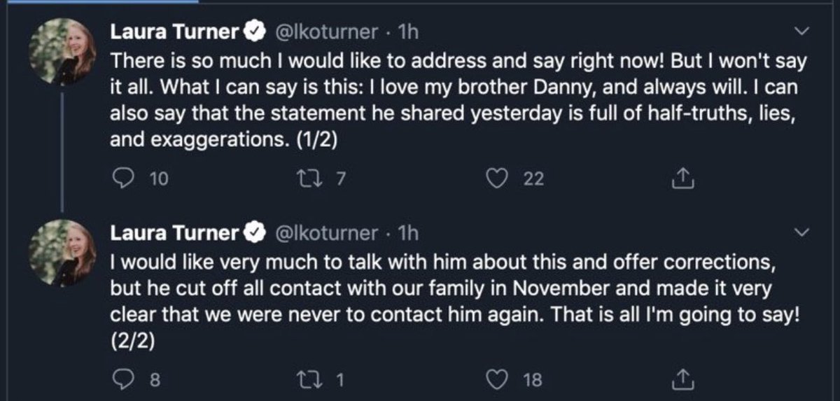 LIE FOUR: “the statement [Danny] shared [om 28th June 2020] was full of half-truths, lies, and exaggerations.” Laura Ortberg Turner, Monday 29th June.