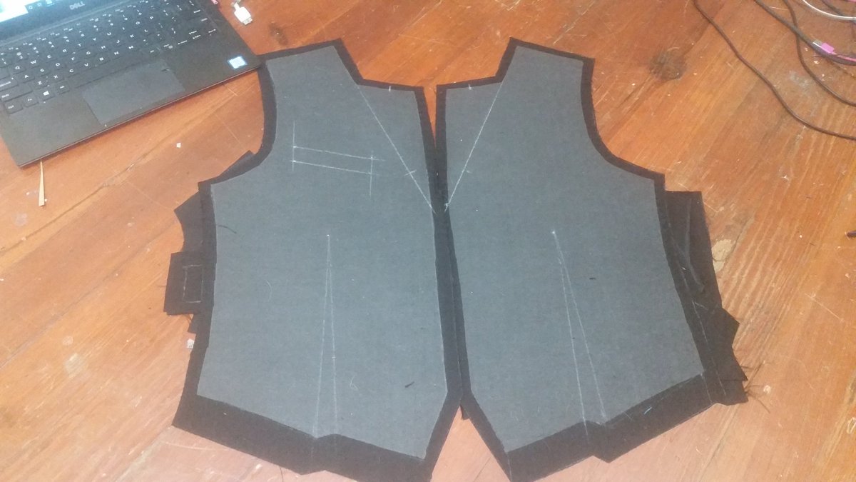 Unexciting but I got the vest cut, interfaced, and marked up, ready to do some sewing tomorrow!