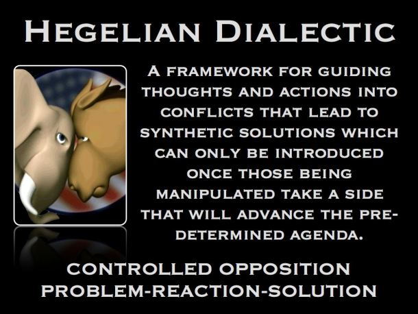 Hegelian DialecticIf there exists an agenda for which implementation would be considered highly unpopular or even repugnant by present societal standards, manipulation of public sentiment becomes a necessary prerequisite.