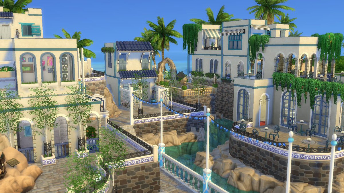 TilWeOverdose91's tweet photo. Check out my #GreekIsland on #TheSims4..Includes a Libary, Cafe, Antique store, Boutique, Romantic Restaurant, Greek garden and 10 Tiny Homes!! #ShowUsYourBuilds #Greek #Island #TS4 #TinyHome #TheSims #Paradise https://t.co/CE1B9j2nm5