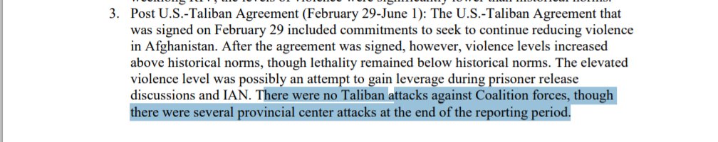 Report notes that since agreement, TB avoided sophisticated attacks in urban centres and have not attacked US or Coalition. Primarily targeting ANDSF in rural areas. Although TB has also attacked several provincial centres. Does not state the intensity of attacks or intentions.