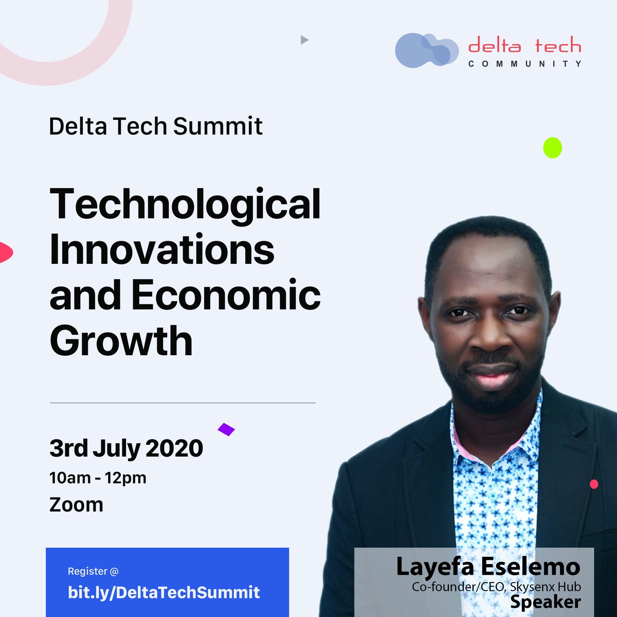 DeltaTechComm's tweet image. @LayeEselemo is the Co-founder/CEO of @skysenxhub, a tailor-made ICT platform empowering young people across Africa to learn, connect, and use innovation and technology to express their creativity. Laye will be joining our Discussion Panel tomorrow at #DeltaTechSummit

💪🔥🔥🔥🔥