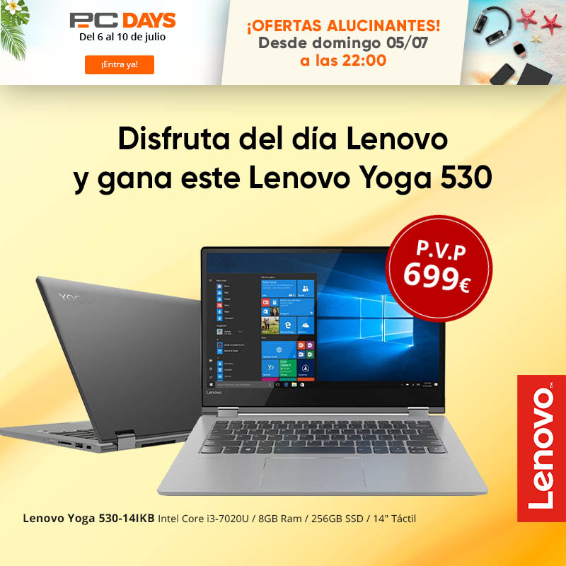 Mapyrm's tweet image. ¡No te pierdas este SORTEAZO de un portátil Lenovo Yoga 530!  pccomponentes.com/pcdays