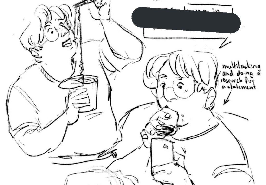 you can have a sketch of martin blackwood enjoying his instant noodles and poppy seed roll 