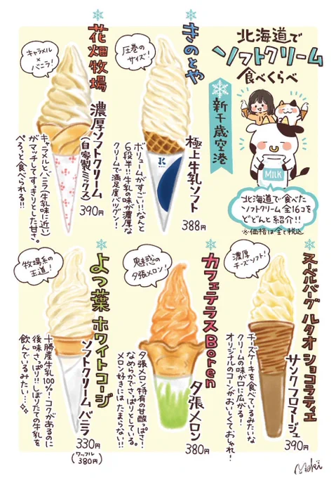#ソフトクリームの日計3回北海道行ったときに16種のソフトクリーム食べたんですよルポ?(旅ルポ本『おさんぽ北海道』より抜粋?)#北海道 