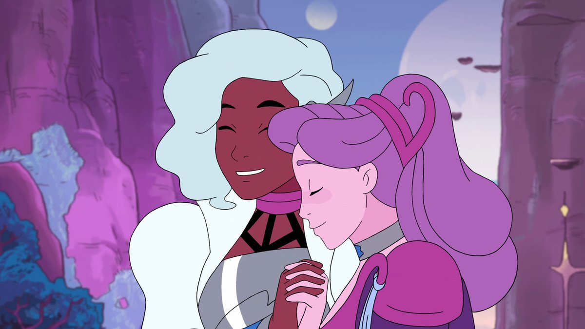 In She-Ra, queer characters are heroes and villains, courageous and cowardly, stubbornly predictable or growing and changing, they're parents and lovers and friends. In other words, they're just simply, beautifully human. It's extraordinary to watch.