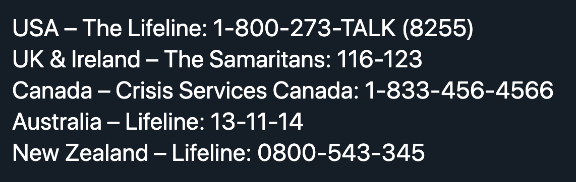 Saddened to hear we've lost another in the gaming community. Reckful brought joy to many.
This isn't about how bad 2020 is, it's how depression isn't shameful. 
If you are depressed, reach out to someone. 
If you know someone who is going through hard times, reach out to them.