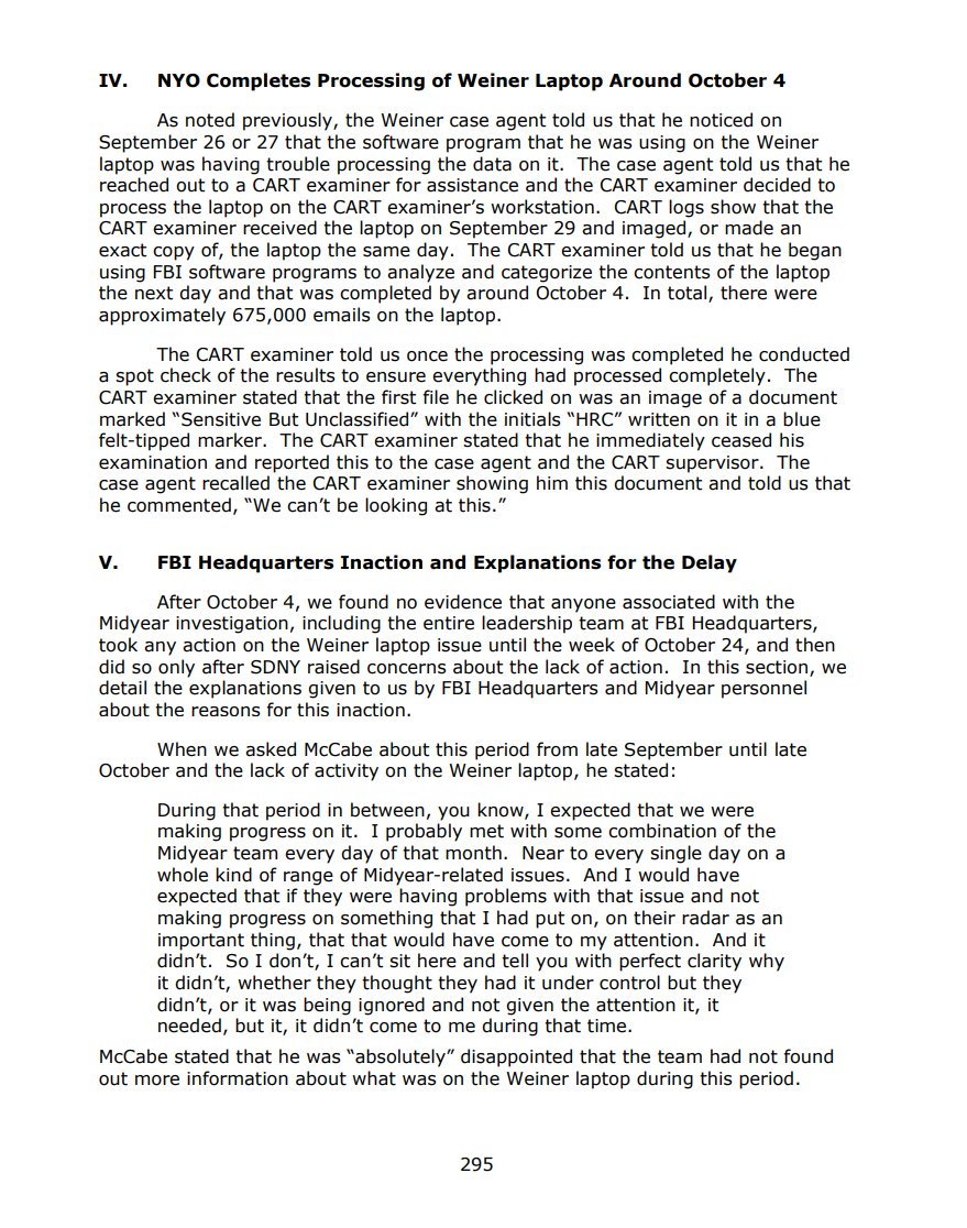 52) The DOJ IG discusses how the FBI processed the evidence found on Anthony Weiner's laptop. https://www.justice.gov/file/1071991/download