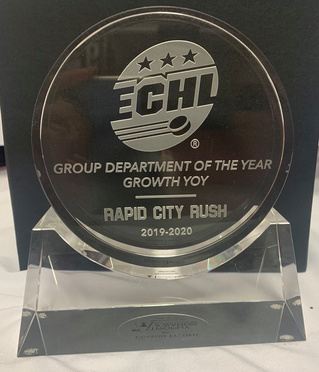 RapidCityRush's tweet photo. Thanks for the hardware, @ECHL!

ICYMI: We took home the Group Department of the Year Growth YOY  Award in last week's ECHL Awards, and to celebrate, they sent us this snazzy piece of hardware!  

READ MORE: https://t.co/NISvABjoUu https://t.co/8bmkNuu0c0