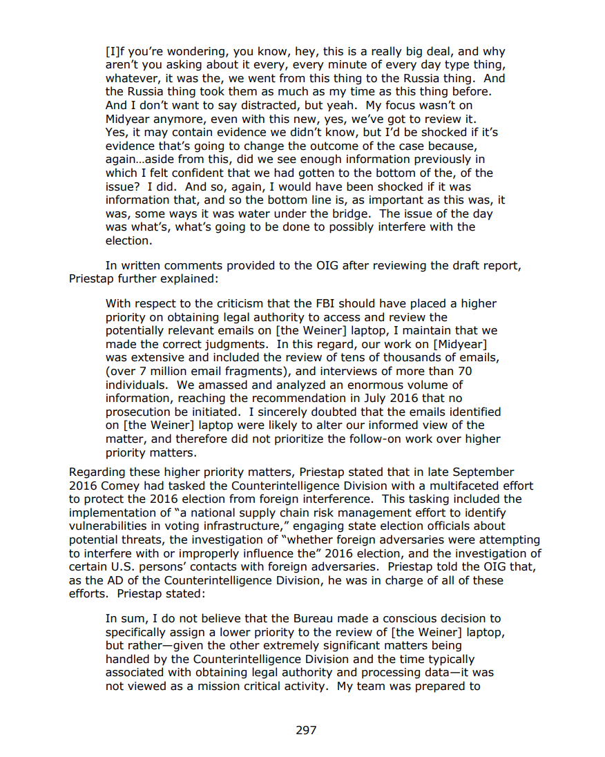 52) The DOJ IG discusses how the FBI processed the evidence found on Anthony Weiner's laptop. https://www.justice.gov/file/1071991/download