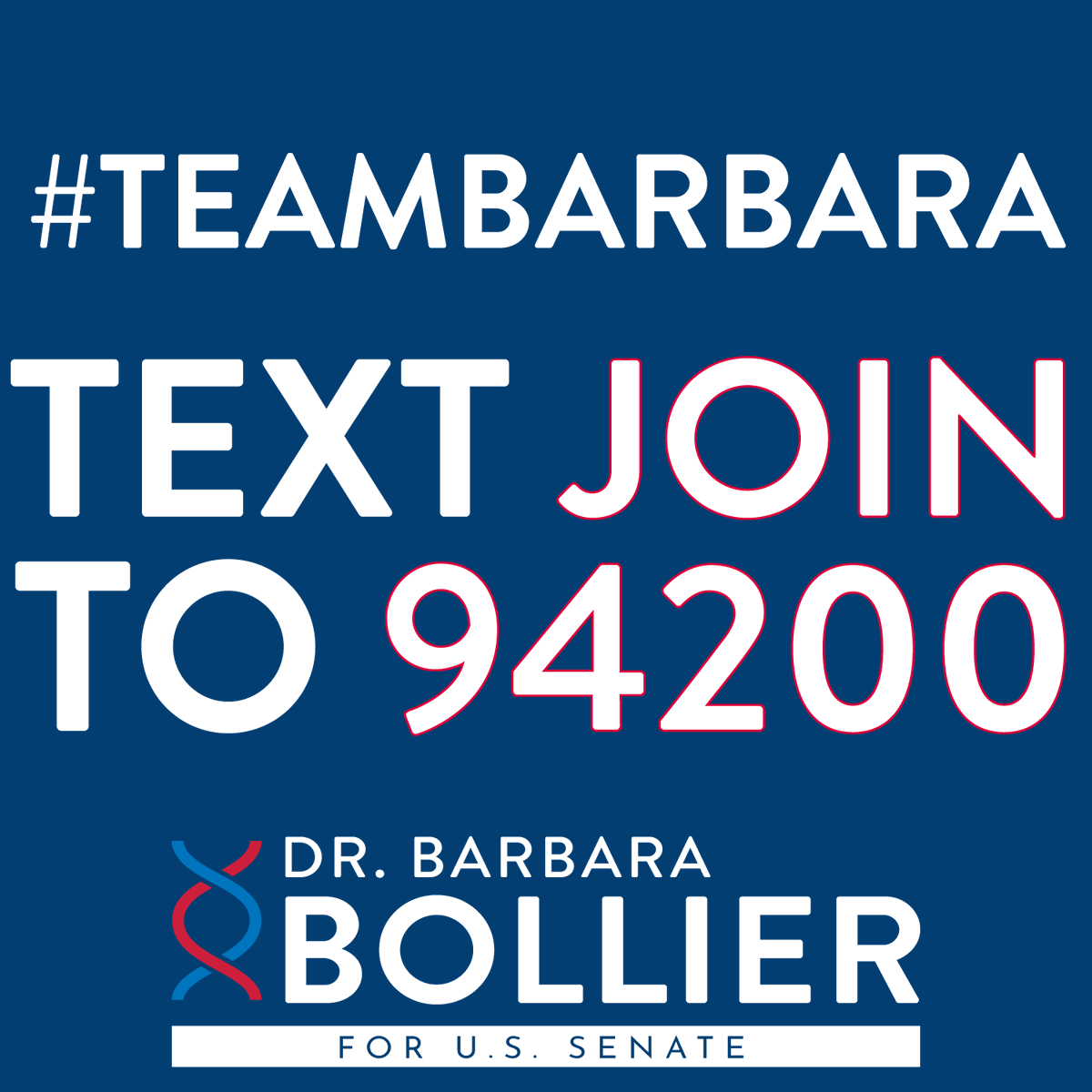 #TeamBarbara
TEXT JOIN TO 942000
Dr. Barbara Bollier for U.S. Senate