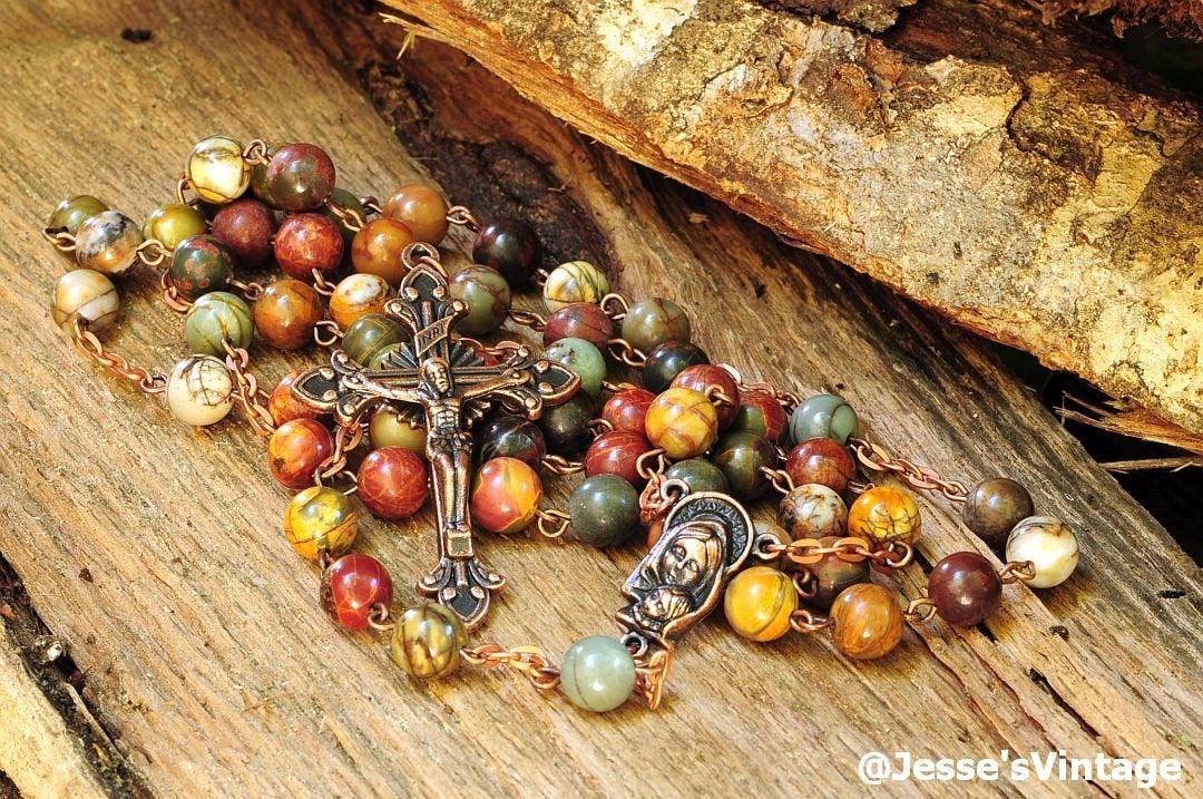 Thanks for the kind words! ★★★★★ "I just received this Picasso Jasper Rosary! I love it! It is beautiful! The beads are perfect weight and size! The large copper cross is gorgeous! It shipped fast too! Thanks Jesse!!!" Maria etsy.me/3gfKH1E #etsy #red #copper #