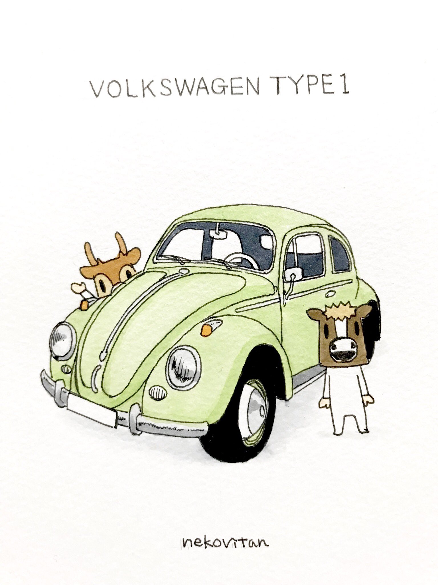 馬と鹿スタンプの中の人 ネコビタン 7月3日の旧車 今日は何の日 日めくり怪人 初代ビートル発表の日 フォルクスワーゲンタイプ1 ちび馬と鹿と旧車 T Co O6xlgaat6g Twitter