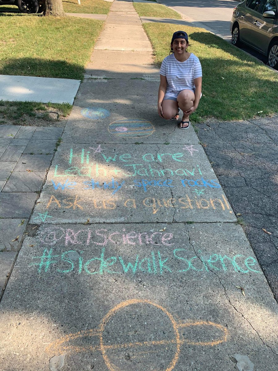 Taking part in <a href="/RCIScience/">Royal Canadian Institute for Science</a>’s #SidewalkScience initiative with the roomie <a href="/LithicLeah/">Leah Sacks</a>! #LdnOnt, we're ready for your space questions! 🚀🌟

Thanks <a href="/ParshatiPatel/">Dr. Parshati Patel (she/her)</a> for telling us about this neat project 🙂