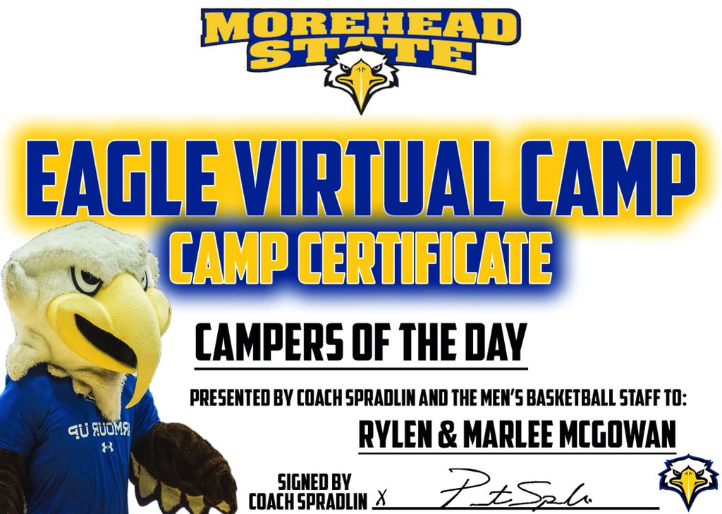 MSUEaglesMBB's tweet image. Our final day of virtual camp included tons of challenges! Here are a few of those winners along with the Camper(s) of the Day! 🦅🏀

Bank Shot Challenge: Rylen McGowan
Hot Shot Challenge: Rylen McGowan
ATW Challenge: Cooper Trauger
Camper(s) of the Day: Rylen &amp;amp; Marlee McGowan