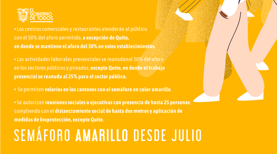 ComunicacionEc's tweet photo. Desde el 1 de julio las normas en #SemáforoEc🚦 amarillo🟡 cambiaron. Conoce aquí la información actualizada.
 
📌¡Recuerda! Existen varias excepciones en estas medidas para la ciudad de Quito, porque #NosCuidamosTodos diferente según las condiciones de cada ciudad. https://t.co/JXR8a89Z3K