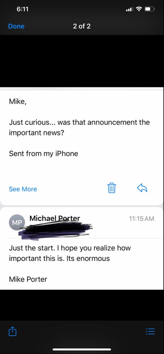 Prior to this announcement, Andy and IR dept was very very out spoken about having patience, etc. I've included a few IR responses here: You can see, something BIG was happening.