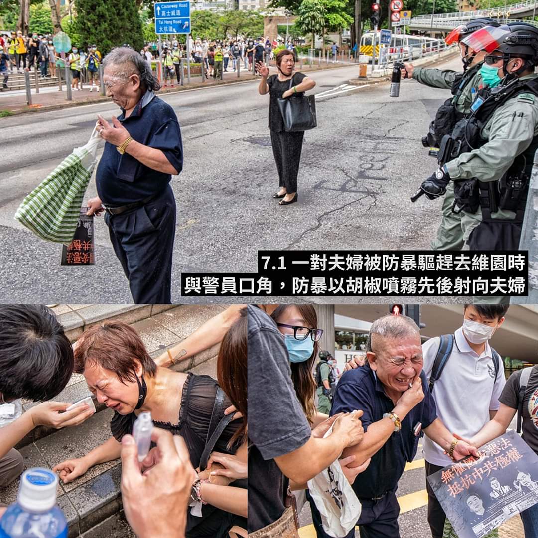 stzrcjz's tweet photo. Shameless HKPolice！The old couples did nothing but tried to reason with the police why they couldn't just express their opinions freely. Yet, in exchange of gas spray to their faces. Brutal！ https://t.co/t1G6yjFV4X
