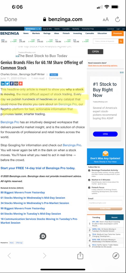 And of course, it's no fun until Shorts show up. Hit pieces from Hidenburg, Citron, etc. and many people mis-reading offerings, tanked this stock from $11s to $5s, to where we are today. See this image. THIS TITLE article killed the stock. Can you believe it?