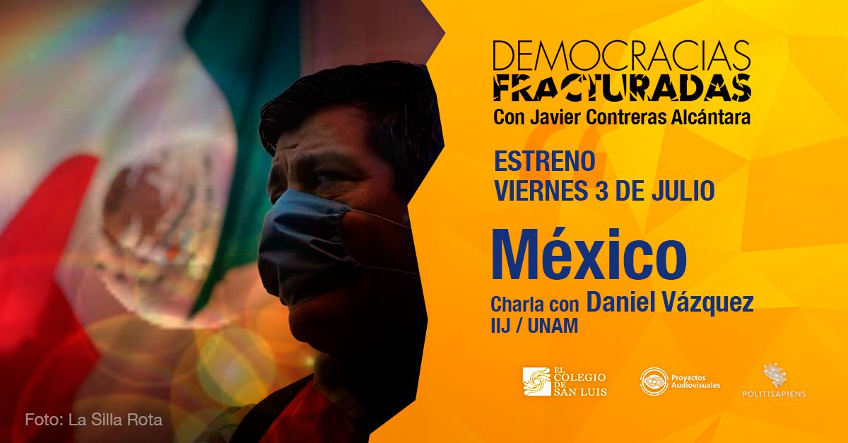 JContrerasAlc's tweet image. Mañana estrenamos episodio de Democracias Fracturadas!! Platicaremos con @LDVazquezV: ¿Con AMLO ha cambiado la forma de hacer política en México? ¿Por qué venía “como anillo al dedo” la pandemia por Covid19? ¿Está en riesgo la democracia? Estamos en Spotify y Soundcloud!!
