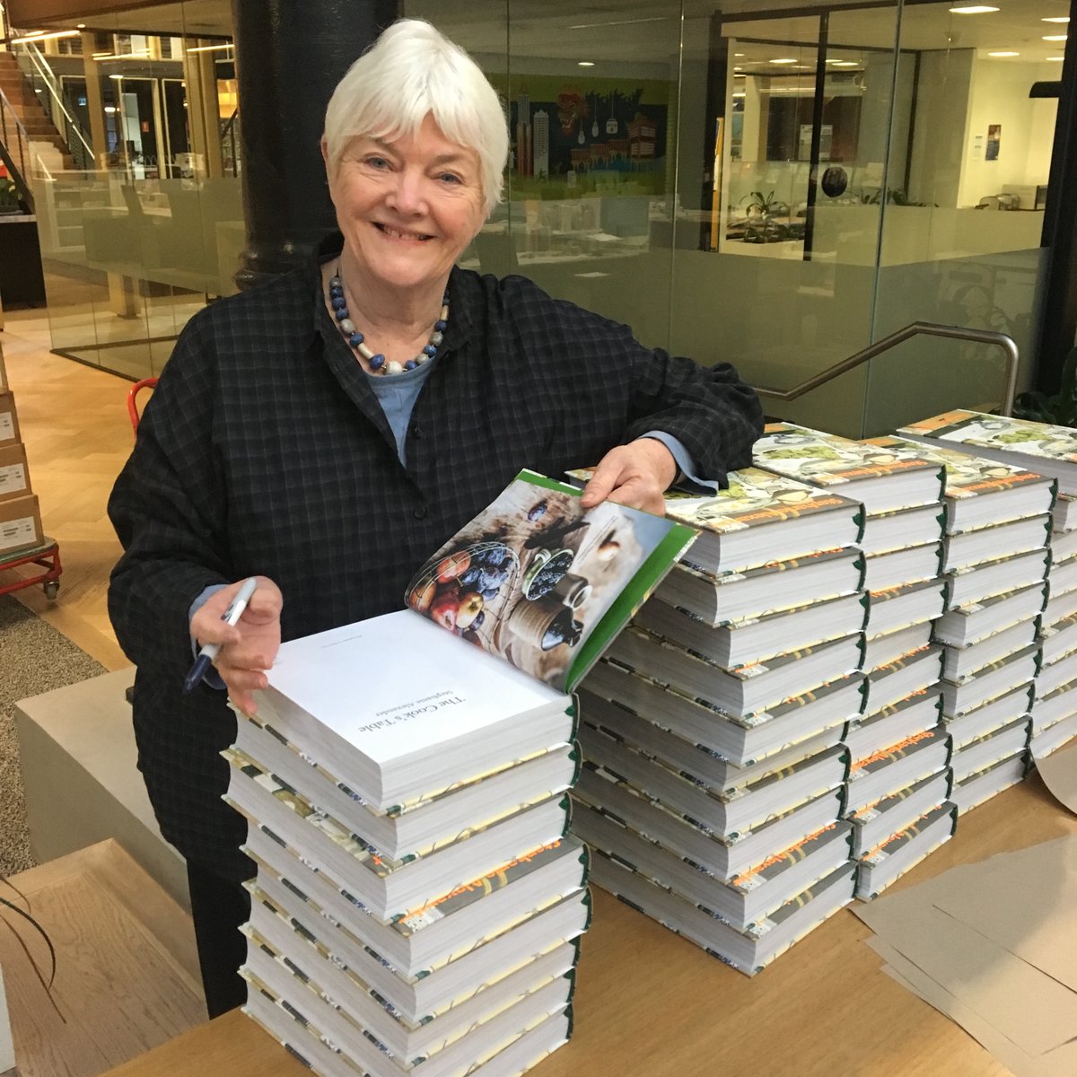 Signing an impressive number of The Cook’s Table to be given to lucky clients of an events company. Over 300 in just under 3 hours. Great idea!

If you’d like a signed copy of your own, you can order one via the Kitchen Garden Foundation’s website - kitchengardenfoundation.org.au/shop