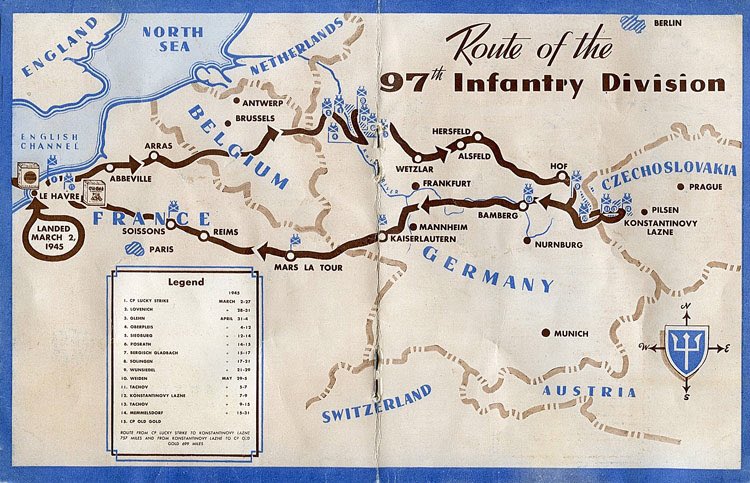 His division liberated the Flossenbürg concentration camp near Floß in Bavaria. Members of the 97th Division treated sick and dying prisoners and buried the several hundred corpses discovered in the camp. He never talked about the war — ever — and with good reason.