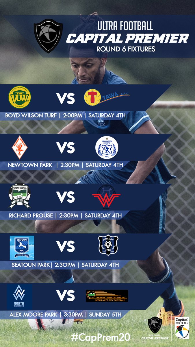 CapFootball's tweet photo. #CapPrem20 #WPrem20 ⚽ |

Weekend fixtures 👀👇

#Footballisback
#Getin

@WgtnOlympic @western_subs_fc @VUWAFC @TawaFootball @WgtnUnited @SeatounAFC @UHC_Football
@NorthWellington @MRAFC1907  @PetoneFC @Redgoldblood @IslandBayUnited @wearekcu @BNUAFC1916 https://t.co/OJQY2lVkzP