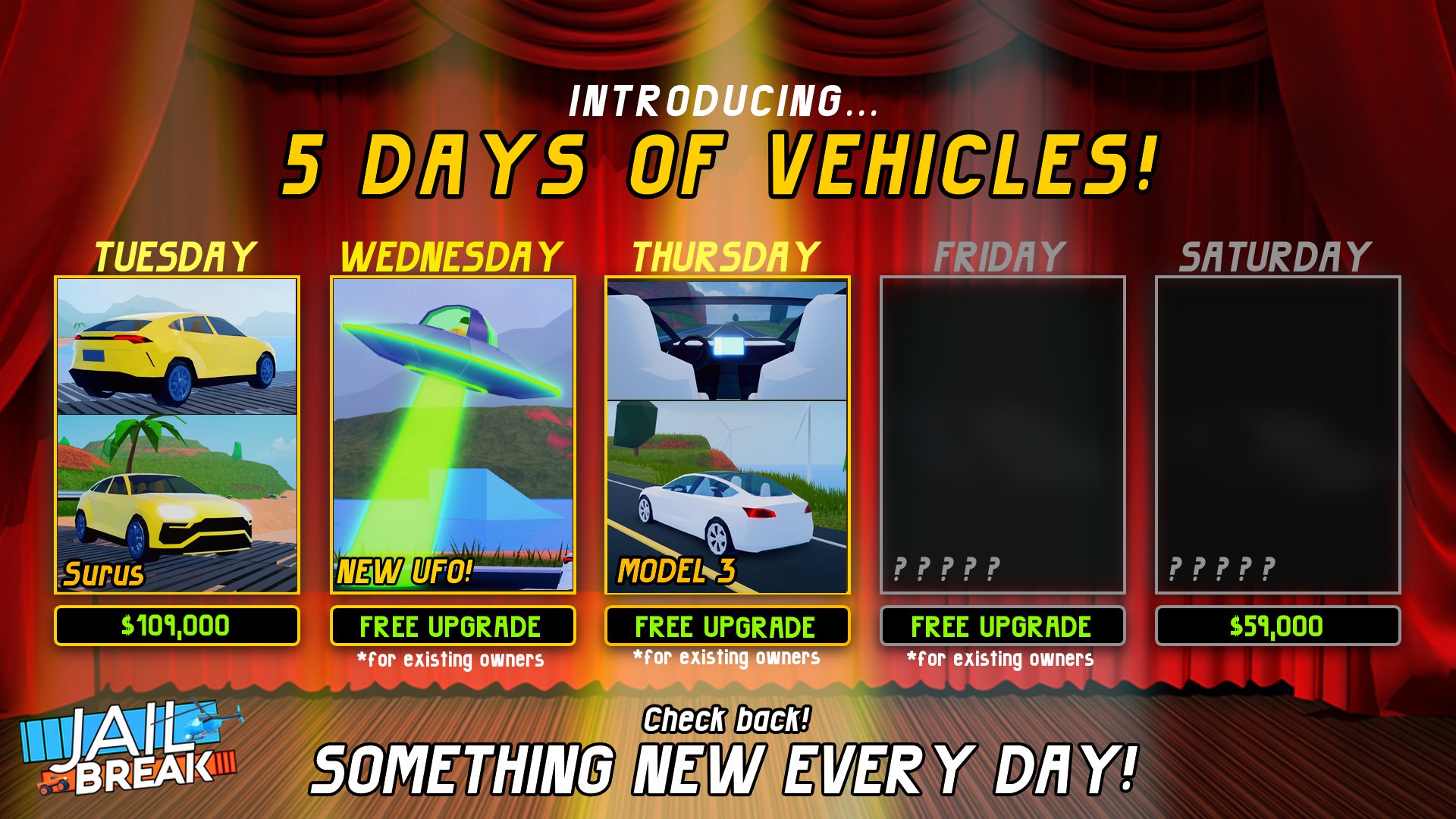 Badimo Jailbreak On Twitter 5 Days 5 Vehicles The 3rd New Vehicle Is Also A Refresh And It Is The Model 3 Featuring A Futuristic Spaceship Interior With A - roblox jailbreak new vehicles