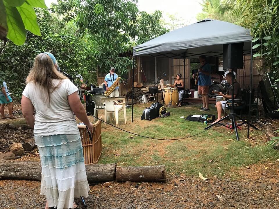 goodfoothawaii's tweet photo. Last Sunday's Good Foot rehearsal down on the farm, musically and socially close, even while physically distanced. #funk #soul #Afrobeat #COVID19 https://t.co/Se4PQDM8Ab