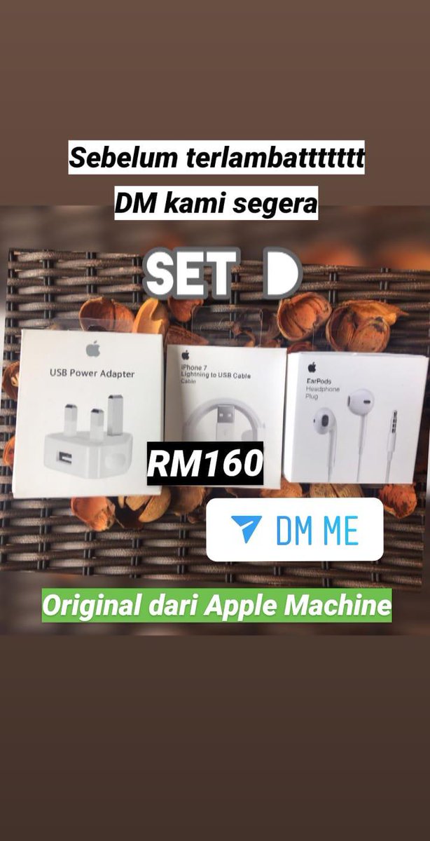 mercad_AA's tweet photo. 🔥 HARGA MUR MUR 🔥
APPLE ACCESSORIES
P/s: Barang adalah ORIGINAL 💯 APPLE MACHINE. TAK ORI ? KAMI REFUND BALIK, JANGAN RISAU
•
Jangan lepaskan peluang ini. DM atau WS kami segera ☺
•
#applemalaysia #applemachine #applemurah #iphonemalaysia #iphoneaccessories #iphone https://t.co/60WZYGlOj7