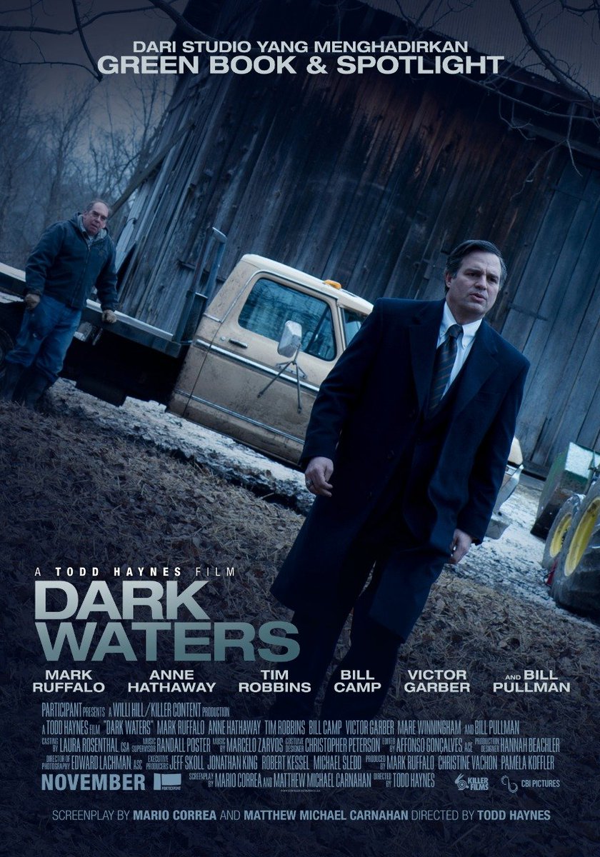 130. DARK WATERS (2019) -- A true life tale of big greedy pharmaceuticals company poisoning the people of America.