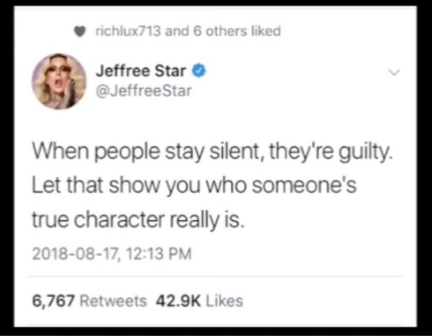 zillarage's tweet image. Jeffree Star is so wise.