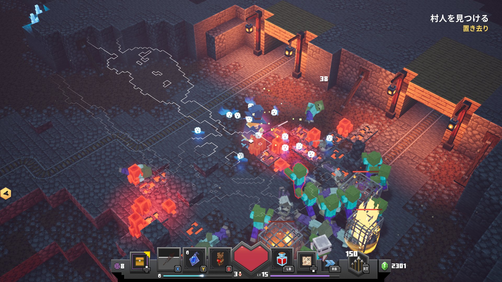 ট ইট র Baritari Minecraft Dungeonsストーリークリア スポナーブロックから吐き出される敵の群れに翻弄されながら 黒曜石の尖塔での戦いに 炎の矢筒マルチショットビルド使用 パワー34 炎の矢筒はマルチショットで増えた矢すべてに効果が乗り 矢も無限に