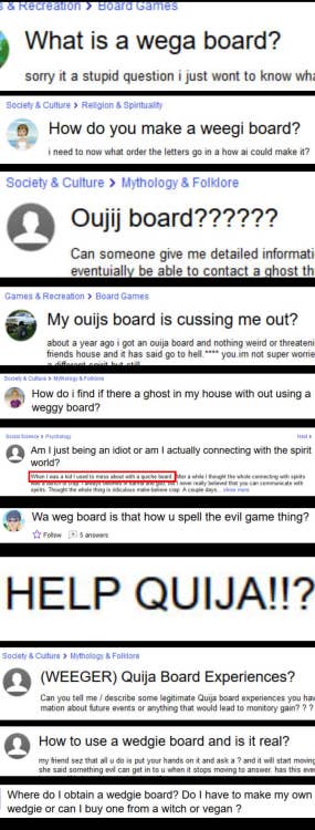 this thread would be meaningless without the ouija board and pregnant series, duh.