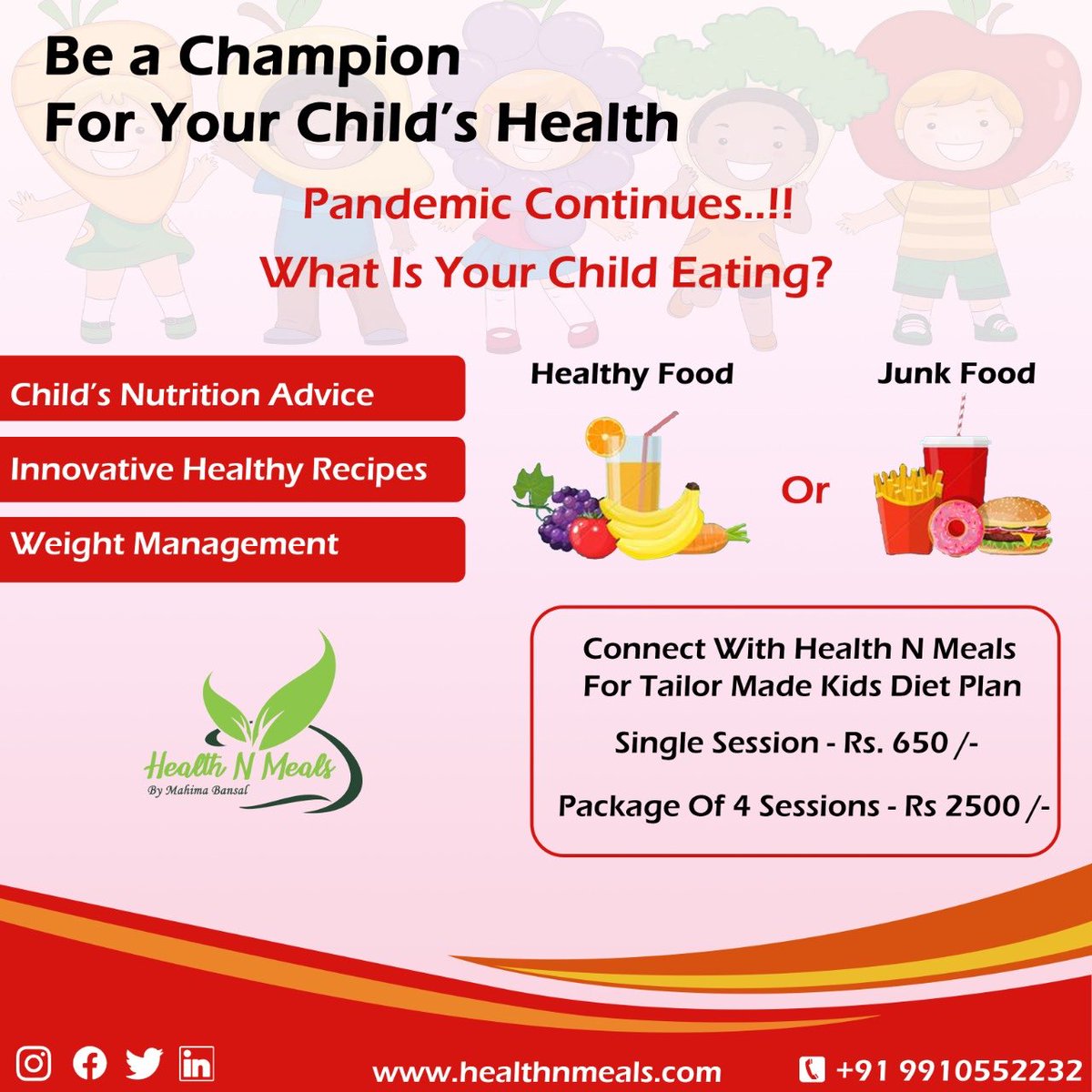 BansalDt's tweet photo. Ever wondered what should be on your Kids Plate? Whether you have a infant, toddler or teen, Nutrition is equally important for the health. So, lets connect with Dt. Mahima Bansal for the expert advice on how to ensure that kids get maximum nutrition. #childnutrition#healthnmeals https://t.co/8UYtlJm2Tp