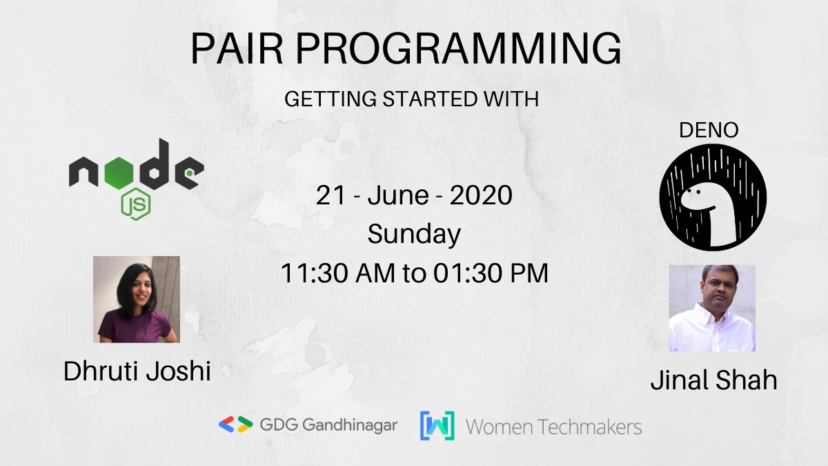GDG_Gandhinagar's tweet image. Join us today at 11:30 am IST on our YouTube channel for a exciting live pair programing session on @nodejs and @deno_land presentation by @jinalshah999 and @DhrutiJoshi4 
YouTube channel link 
m.youtube.com/results?search…
#Nodejs #deno #pairprograming #gdg #GDGGnr