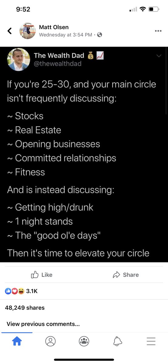 CalebGregory304's tweet image. Was scrolling through my private Facebook and saw a shared post and the writing was by @thewealthdad 

48K shares on FB!

Taking financial literacy to the masses!

This is awesome, man!