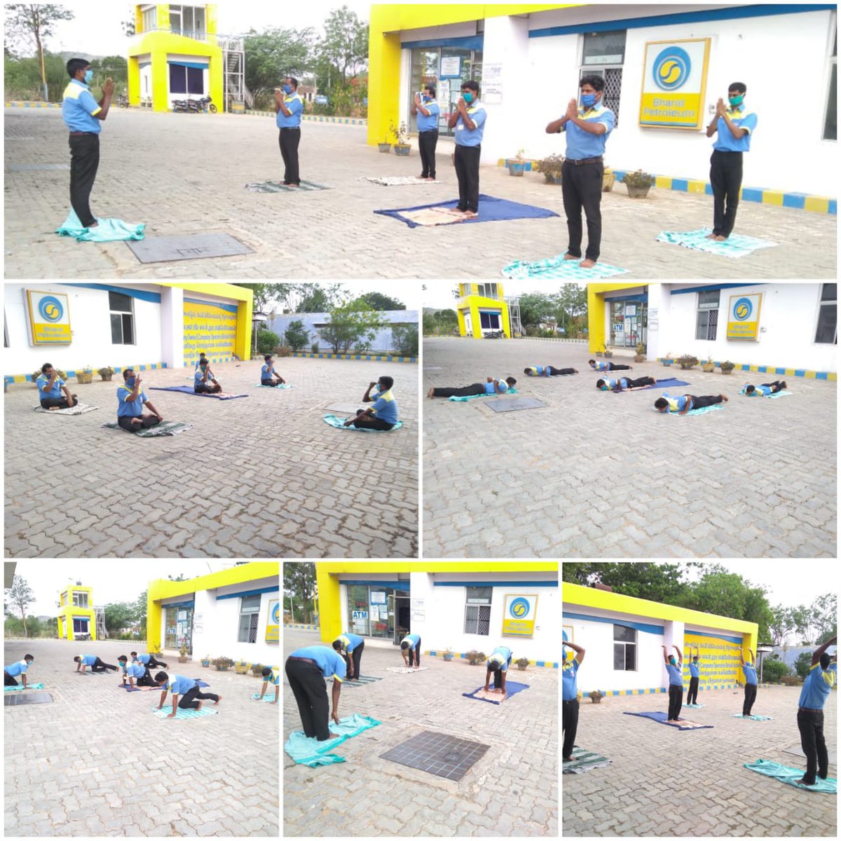 ts_state's tweet photo. DSMs demonstrating Surya namaskar on International YOGA day .@SaibalMukherji @8singhi @singharunbpcl @BPCLRetail @BPCLimited https://t.co/lbOKmbIfKd