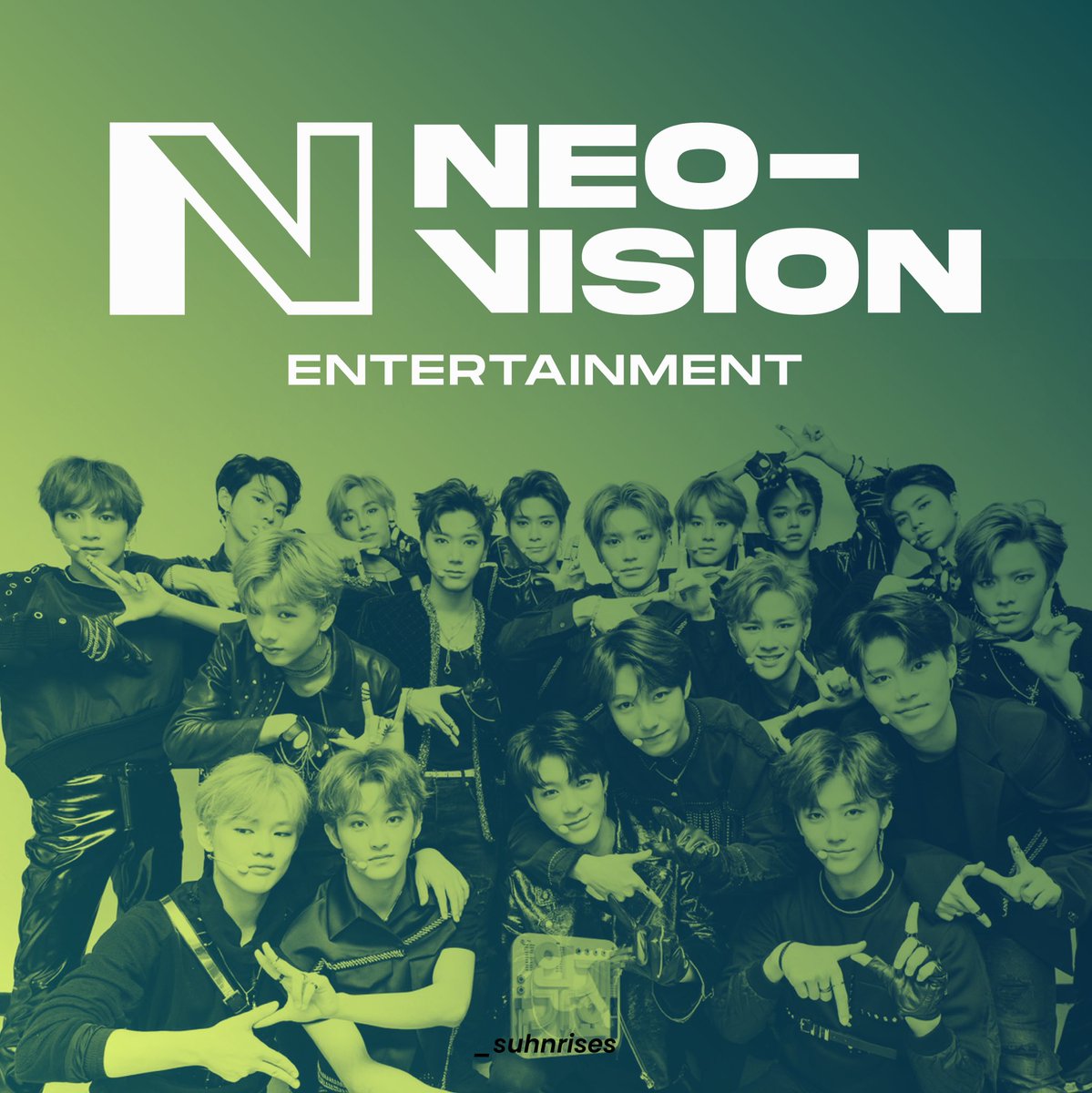 nct & wayv: neo vision entertainment- entertainment company (burn sm)- gives everyone equal screentime & lines; protects their artists; lets winwin do solo activities- yes all of them are included but i didn’t have a pic of them all together so black on black it is