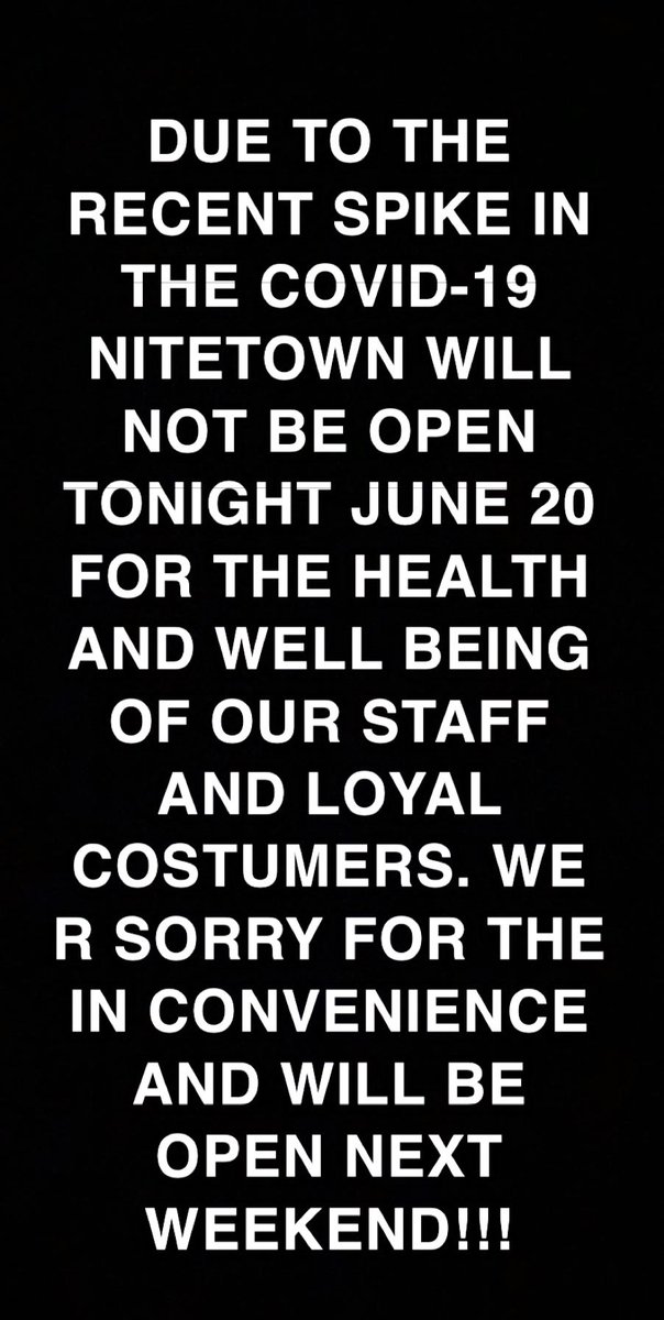 Our main concern is our employees and our customers. We’re taking a break tonight... but we’ll be back soon!!