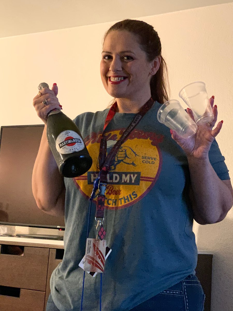 TxDaisyMae's tweet photo. I got a new position in my company and I’m celebrating with hubby &amp; bubbly @WinStarWorld wearing a shirt I bought at my last concert @ChrisYoungMusic ❤️❤️ here in January! https://t.co/2kCjpPO2Ss