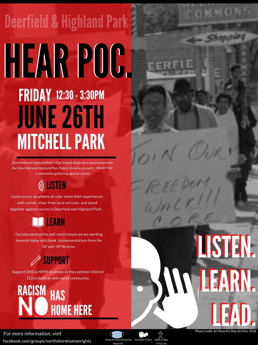 sharronteach's tweet photo. Deerfield &amp; Highland Park (Dist 113) students actively working toward an ANTIRACIST community. #BlackLivesMatter #antiracism @eji_org @DeerfieldHS @DeerfieldPatch @DPS109 https://t.co/s3PvsG3KJx