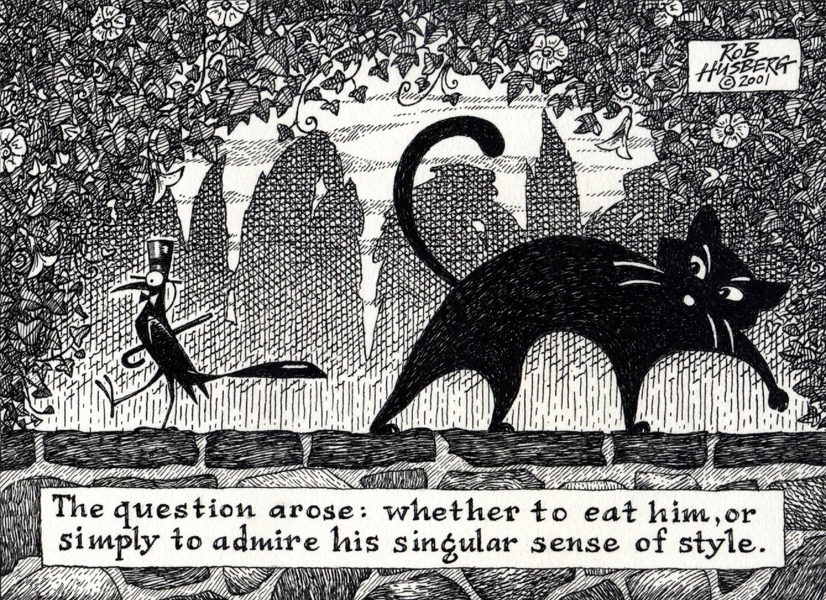 ArtofRob's tweet photo. NEW print available in my Etsy shop!
"A Singular Sense of Style" 9 x 7"
Giclée fine art print
@ https://t.co/6NOSo2OSZb
#GicléeArtPrint #ArtofRobHusberg #PenAndInk #HumorousCatArt #CatAndBird #BlackbirdInTuxedo #BlackAndWhite #HandLettering https://t.co/AmWlrFvfYC