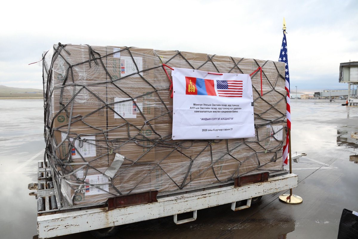 Thank you Mongolia for providing personal protective equipment to the United States! I’m at the Chinggis Khaan airport – this shipment is on its way to help @FEMA help fight coronavirus. Friends rely on each other in tough times. #strategicpartners #WeAreInThisTogether