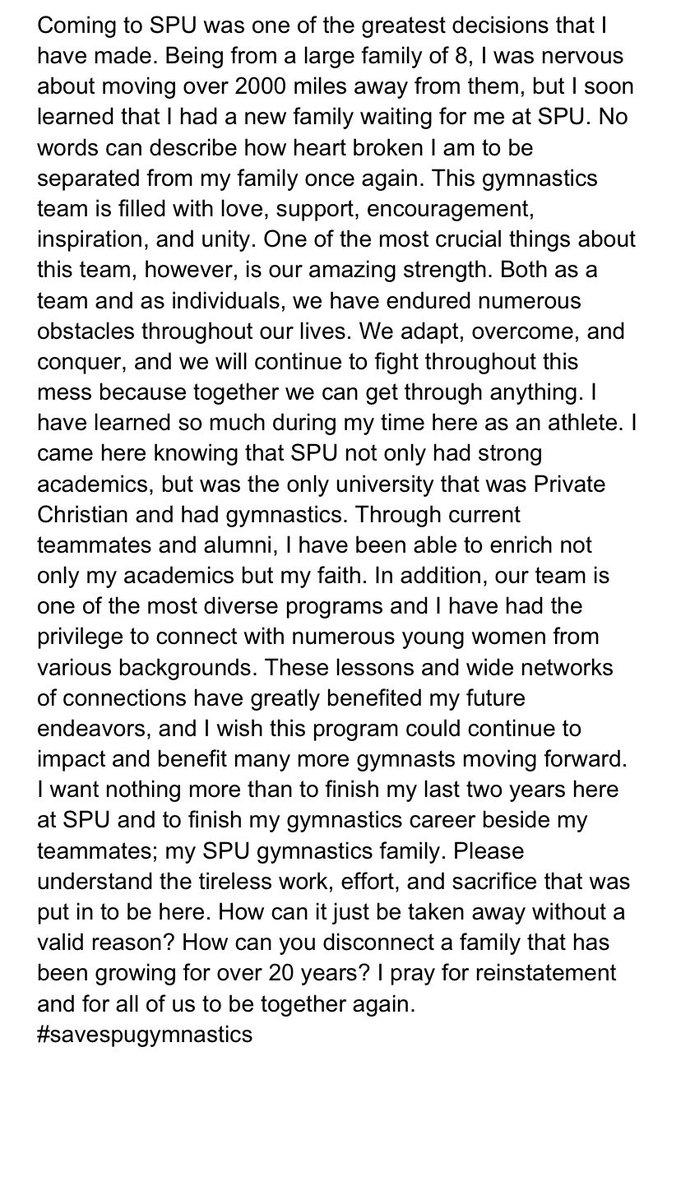 From rising junior Emma Lamping:
#savespugymnastics