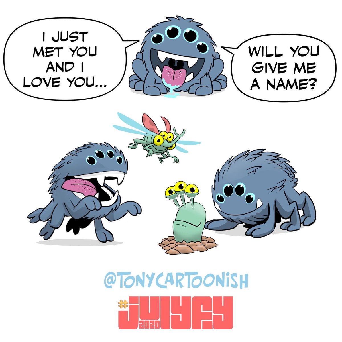 Tonycartoonish's tweet photo. This little creature needs a name. Any ideas?#givemeaname #adobefresco #namemycharacter @adobedrawing #characterdesign #originalcharacter #alien #creature #lovable #cuddly #cute #playful #fuzzy #furry #soft #julyfy #julyfy2020 @AdobeDrawing #AdobeFresco https://t.co/Vh2hItxTp4